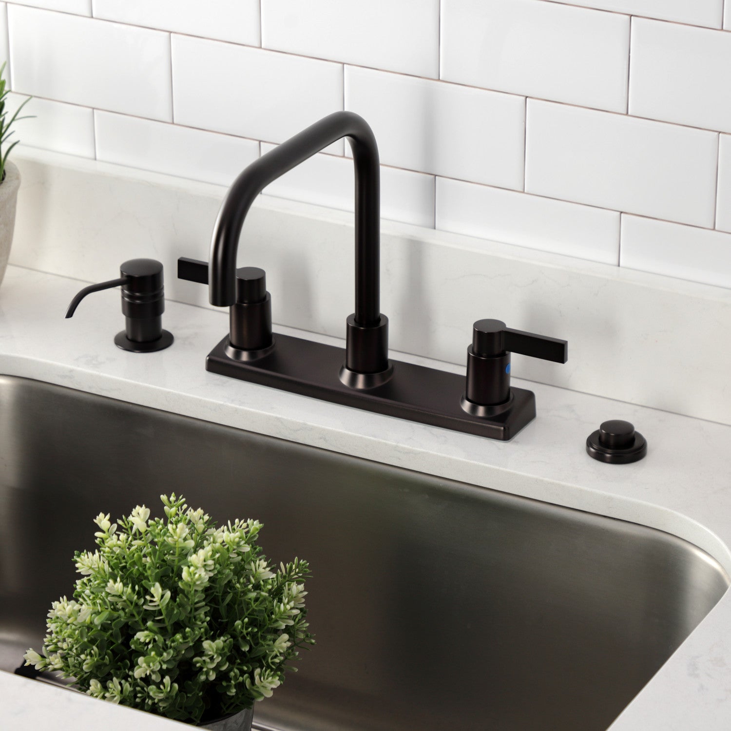 Kingston Sona FB2145NDL - NuvoFusion Two-Handle 2-Hole 8" Centerset Kitchen Faucet, Oil Rubbed Bronze — thumbnail 2